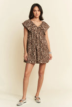 Davi & Dani Animal Printed Velvet Ribbon Mini Dress