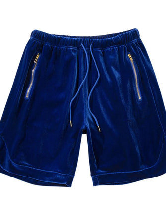 Men's Drawstring Pocketed Shorts with Zip Royal Blue