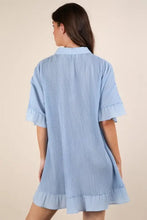 VERY J Pleated Detail Button Down Mini Dress Casual Dresses