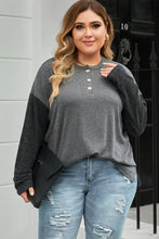 Plus Size Round Neck Long Sleeve Buttoned Blouse Woman Blouses