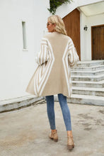 Woven Right Two-Tone Open Front Fuzzy Longline Cardigan Woman Outerwear