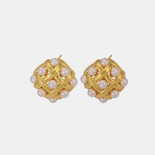 Copper Shell Pearl Stud Earrings Gold One Size