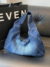 Crescent Shaped Denim Shoulder Bag Dusty Blue One Size Shoulder Bags