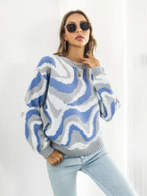 Round Neck Dropped Shoulder Sweater Dusty Blue Sweater Pullovers
