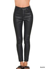 Zenana faux leather stretch skinny pants in black high-rise design made from soft faux leather material