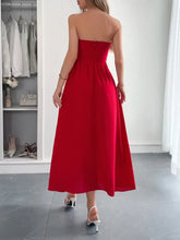 Strapless A-Line Midi Dress with Pockets Cocktail Dress