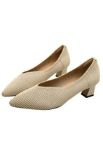 Point Toe Block Heels Slip-Ons Apricot Woman Loafers