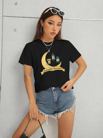 RAMADAN KAREEM Round Neck T-Shirt Black