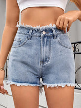 Washed Raw Hem Denim Shorts