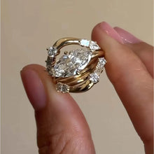 1 Carat Moissanite 925 Sterling Silver 3pcs Ring Set