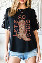 LET'S GO GIRLS Round Neck Short Sleeve T-Shirt Black