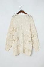 Openwork Open Front Long Sleeve Cardigan Woman Outerwear