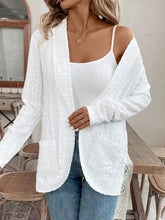Pocketed Eyelet Open Front Cover Up Woman Outerwear