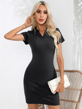 Johnny Collar Short Sleeve Mini Dress Black