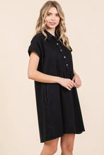 Mittoshop Twill Short Sleeve Collared Mini Dress Casual Dresses
