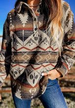 Geometric Half Button Long Sleeve Sweatshirt Taupe Woman Sweatshirts