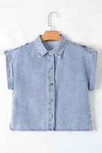 Snap Down Cap Sleeve Denim Top Woman Denim Tops