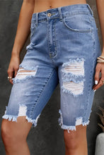 Distressed Frayed Hem Denim Bermuda Shorts Denim Shorts