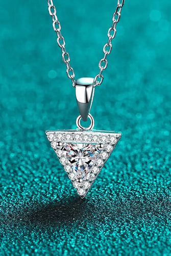 925 Sterling Silver Triangle Moissanite Pendant Necklace Silver One Size Necklaces