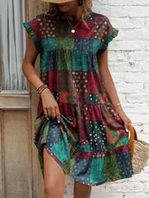 Color Block Print Short Sleeve Mini Dress Casual Dresses
