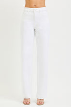 White high-rise wide baggy pants in classic denim with straight-leg design from RISEN full size collection