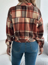 Plaid Button Up Long Sleeve Jacket Woman Outerwear