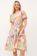 Lime 'N' Chili Watercolor Print Tie Front Midi Dress Casual Dresses