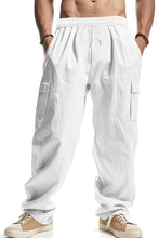 Men's Full Size Drawstring Pants with Pockets Plus Size White