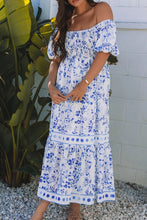 Smocked Printed Square Neck Puff Sleeve Dress