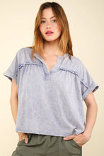 VERY J Nochted Short Sleeve Washed T-Shirt Denim