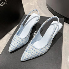 Point Toe Kitten Heel Slingback Pumps Pastel Blue