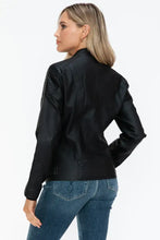 Snobbish Faux Leather Biker Jacket with Side Zip Pockets Woman Outerwear