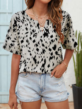 Printed Notched Neck Half Sleeve Blouse Woman Blouses