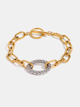 Two-Tone Stainless Steel Chain Bracelet Gold One Size