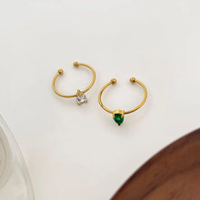 2-Piece 18K Gold-Plated Inlaid Zircon Open Ring