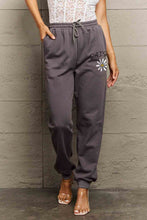 Simply Love Simply Love Full Size Drawstring DAISY Graphic Long Sweatpants Dark Gray