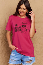 Simply Love Full Size NO DRAMA LLAMA Graphic Cotton Tee Hot Pink
