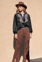 Notched Neck Long Sleeve Blouse Woman Blouses