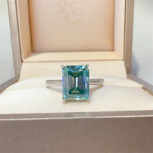 2 Carat 925 Sterling Silver Rectangle Shape Moissanite Ring Rings