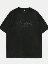 Men's Letter Round Neck Half Sleeve T-Shirt Black