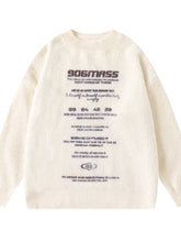 Men's Letter Crew Neck Long Sleeve Knit Sweater Apricot