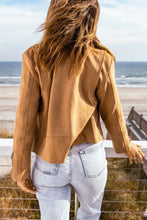 Zip-Up Suede Jacket Woman Outerwear