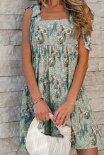 Smocked Printed Tie Shoulder Mini Cami Dress