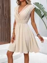 Lace Detail Surplice Cap Sleeve Mini Dress Casual Dresses