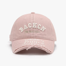 Letter Embroidered Cotton Baseball Cap Blush Pink One Size