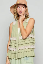 POL Ruffled Open Front Sleeveless Cardigan Woman Outerwear