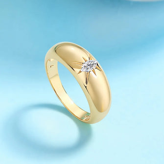 925 Sterling Silver Moissanite Ring Gold