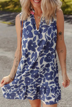 Floral Sleeveless Color Block Notched V Neck Mini Dress Casual Dresses