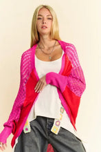 Dani openwork lightweight cardigan with contrast open mesh and patches