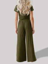 Round Neck Short Sleeve Top and Pants Set